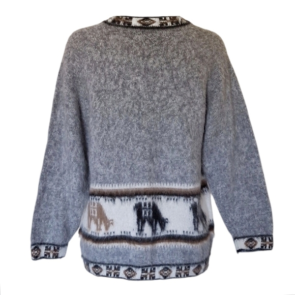 Alpaca Sweater Fuzzy Cozy Cabincore Peru Artisian L - Picture 5 of 5